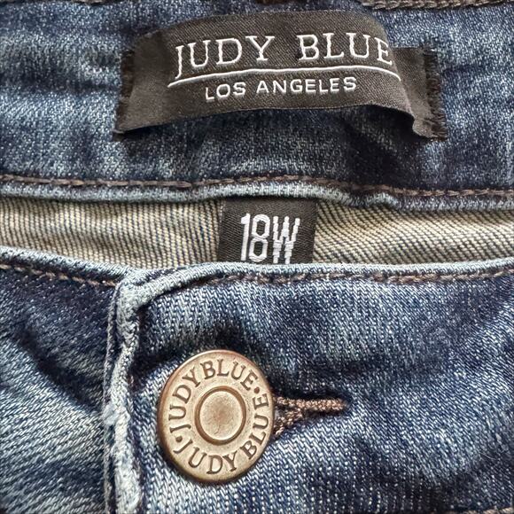 Judy Blue Dad Jeans Women’s 18W Blue high rise Distressed Cabincore Grunge - Picture 4 of 13